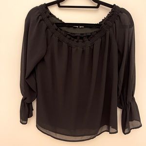 WAYF off the shoulder black blouse